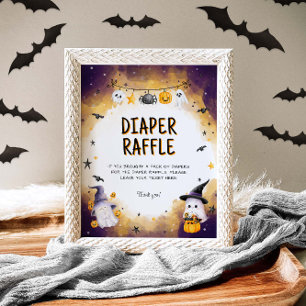 Halloween Baby Shower Game Diaper Raffle Sign 