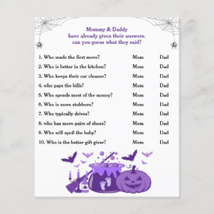 Halloween Baby Shower Game Guess Who Mom or Dad