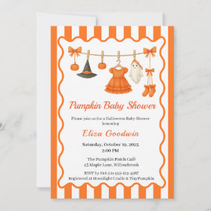 Halloween Baby Shower Girl   Little Witch Pumpkin Invitation