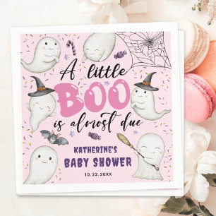 Halloween Baby Shower Girl Pink Little Boo Ghosts Napkin
