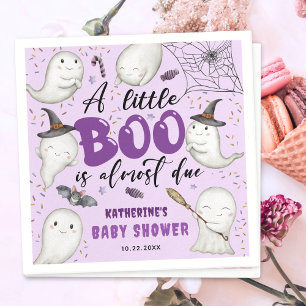 Halloween Baby Shower Girl Purple Little Boo Ghost Napkin