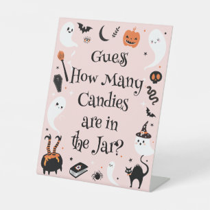 Halloween Baby Shower Guess How Many Candies Game Pedestal Sign