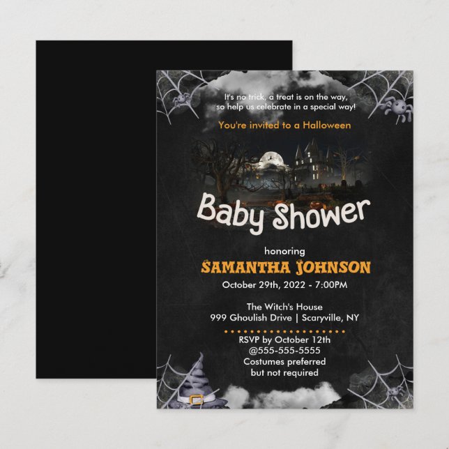 Halloween Baby Shower Invitation (Front/Back)