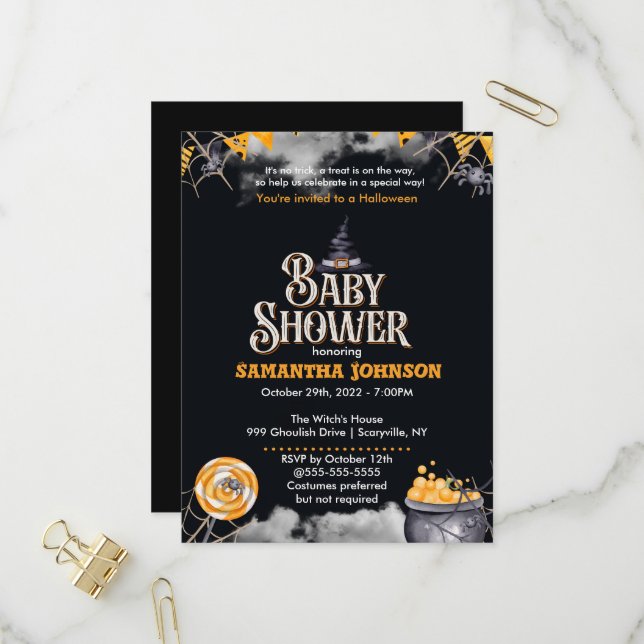 Halloween Baby Shower Invitation (Front/Back In Situ)