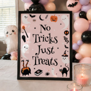Halloween Baby Shower No Tricks Just Treats Favour Poster