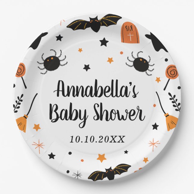 Halloween Baby Shower Paper Plate (Front)