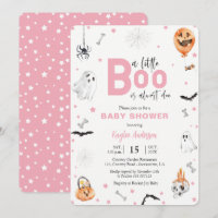 Halloween Baby Shower Pink ghost girl invitation