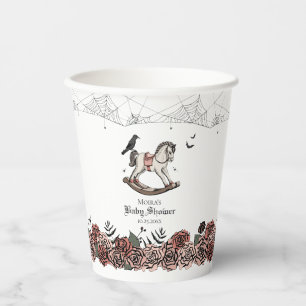 Halloween Baby Shower Pink Spooky Rocking Horse Paper Cups
