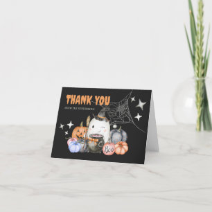 Halloween Baby Shower Pumpkin Little Boo Folded Thank You Card