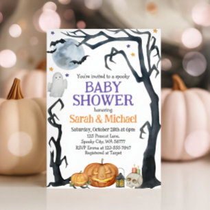 Halloween Baby Shower Spooky Cute Watercolor  Invitation