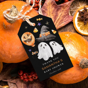 Halloween Baby Shower Thank You Black Gift Tags