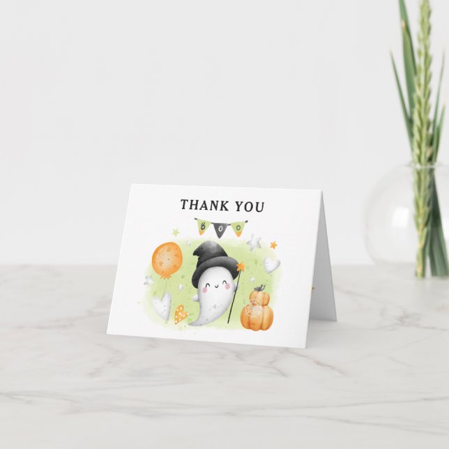 Halloween Baby Shower Thank You Card A Little Boo (Front)