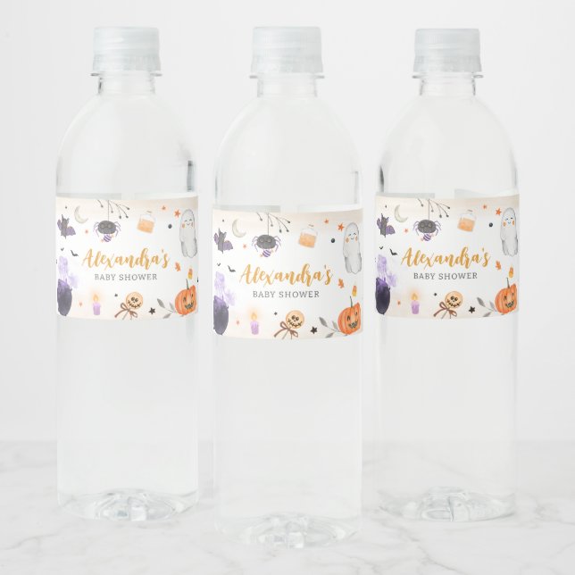 Halloween Baby Shower Water Bottle Label (Bottles)