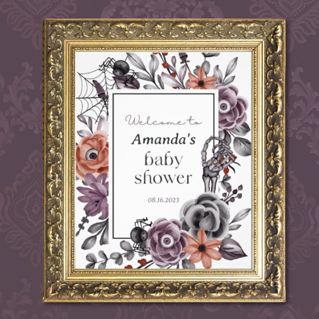 Halloween Baby Shower, Welcome Sign Spooky Floral  (Creator Uploaded)