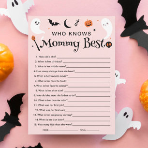 Halloween Baby Shower Who Knows Mom Best Game Card