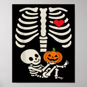 Halloween Baby Skeleton Heart Pregnancy Outfit Poster