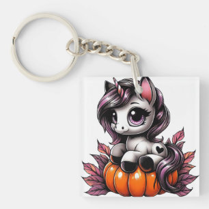 Halloween Baby Unicorn Digital Art Keychain