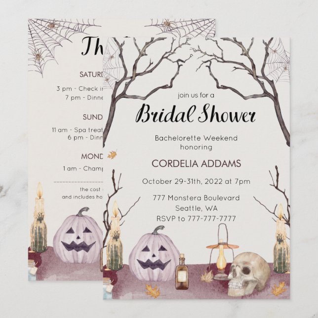 Halloween Bachelorette Weekend Deets Invitation  (Front/Back)
