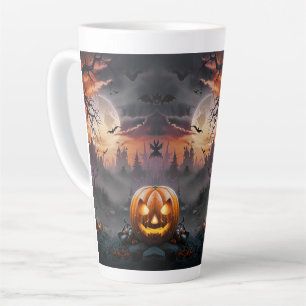 Halloween Background in Orange and Grey Tones Latte Mug