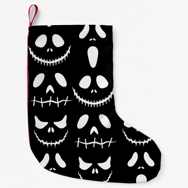 Halloween background. Seamless pattern with hallow Small Christmas Stocking (Front)