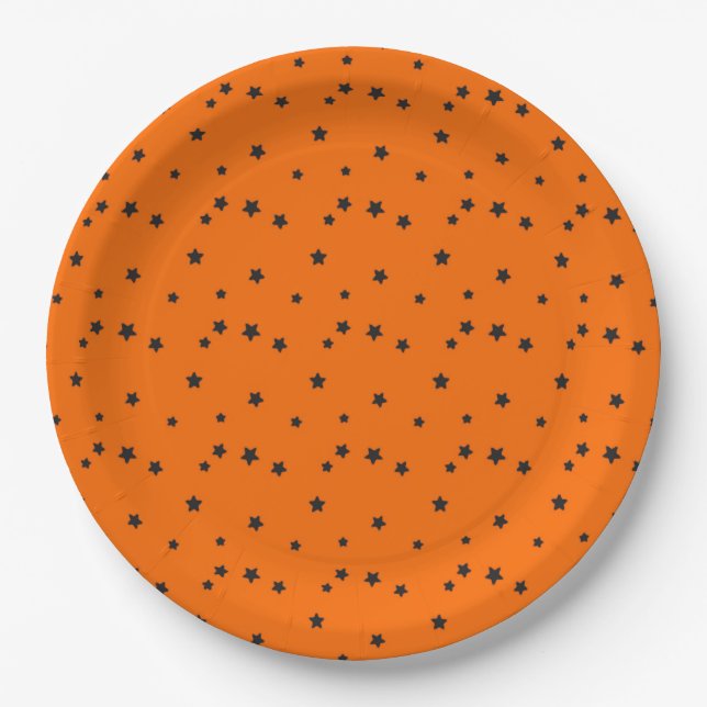 Halloween Background Star Pattern  Paper Plate (Front)