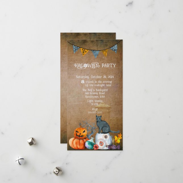 HALLOWEEN BACKYARD PARTY HOLIDAY CARD (Front/Back In Situ)