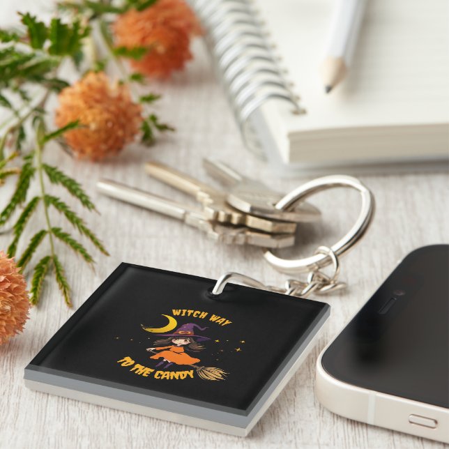 halloween bad witch pumpkin vibes keychain (Front Right)