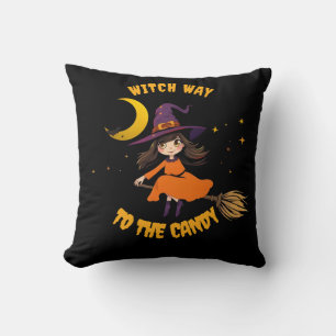 halloween bad witch pumpkin vibes throw pillow