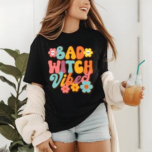 Halloween Bad Witch Vibes Retro Groovy Typography Tri-Blend Shirt