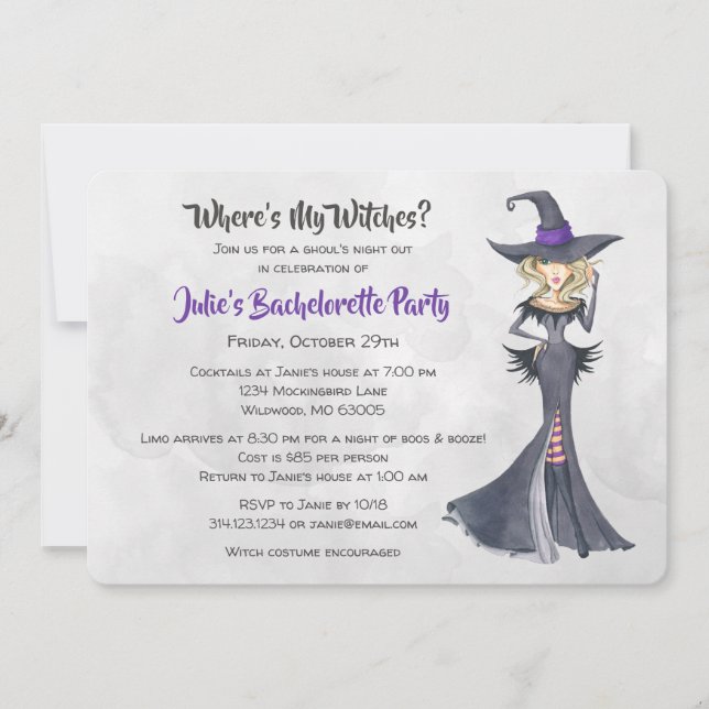 Halloween Bad Witches Bachelorette Party Invitation (Front)
