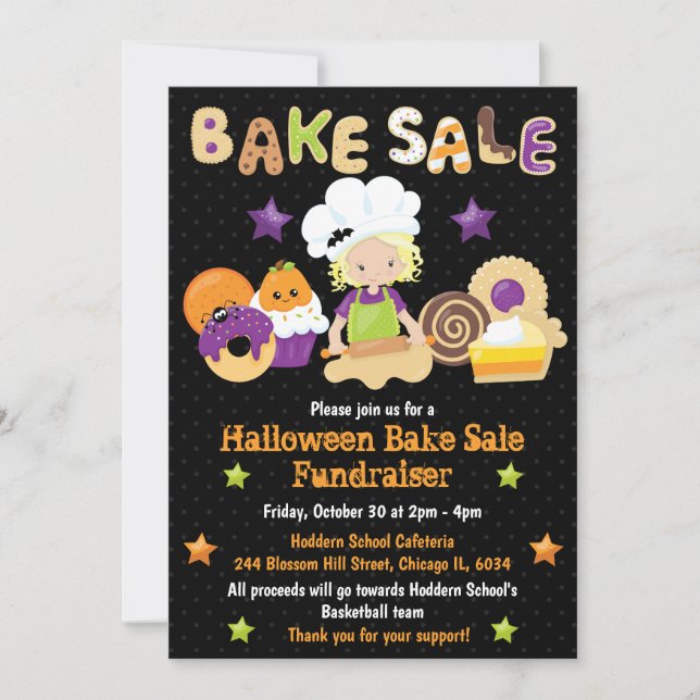 Halloween Bake Sale Fundraiser Invitation (Front)