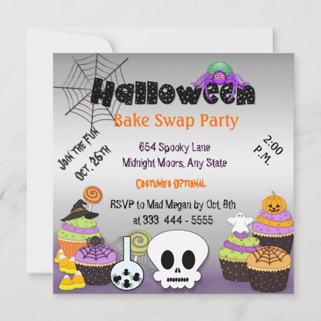 Halloween Bake Swap Party Invitation (Front)