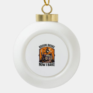 Halloween Baker Shirt Witch Broom Broke Design_1 Ceramic Ball Christmas Ornament