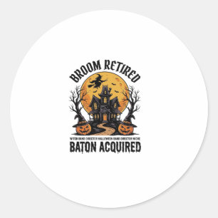 Halloween Band Director Witch Haunted House Design Classic Round Sticker