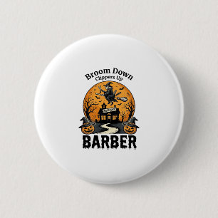 Halloween Barber Shirt Witchy Haunted Salon Pun_1 2 Inch Round Button