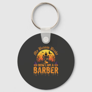 Halloween Barber Witch Broom Broke Haunted House D Keychain