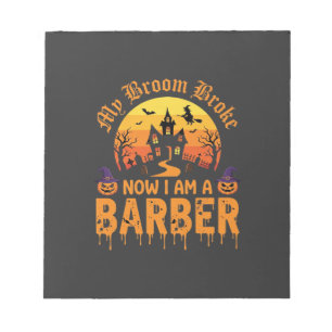 Halloween Barber Witch Broom Broke Haunted House D Notepad