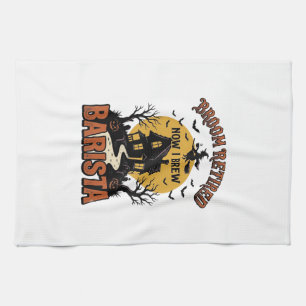 Halloween Barista Shirt Funny Witch Coffee Pun Des Kitchen Towel