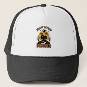 Halloween Barista Shirt Funny Witch Coffee Pun Des Trucker Hat