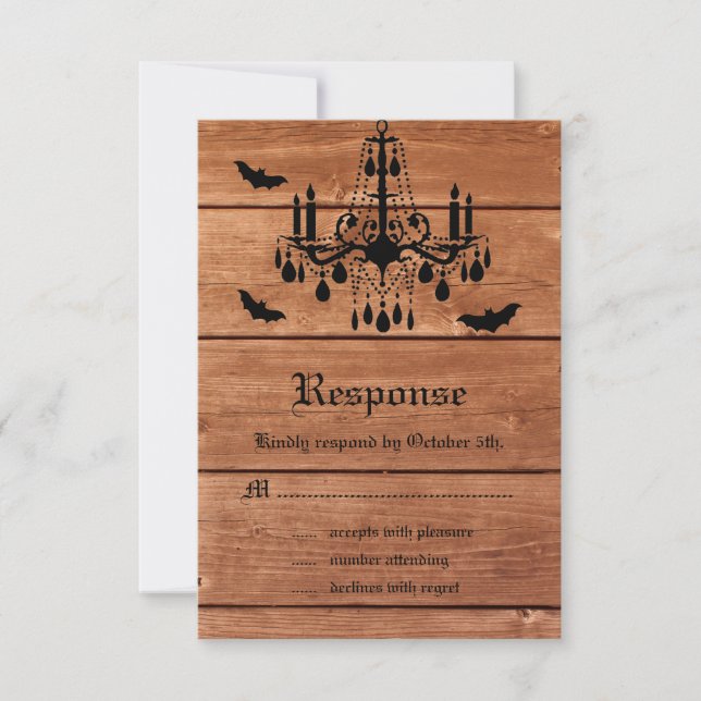 Halloween Barn Chandelier RSVP Card (Front)