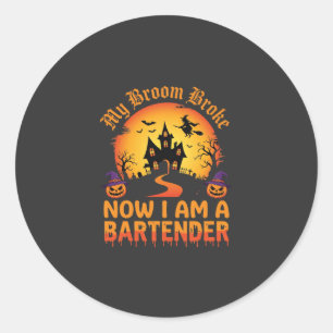 Halloween Bartender Haunted House Witch Pumpkin De Classic Round Sticker