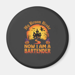 Halloween Bartender Haunted House Witch Pumpkin De Magnet