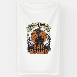 Halloween Bartender Shirt Funny Witch Broom Bar Pu Banner