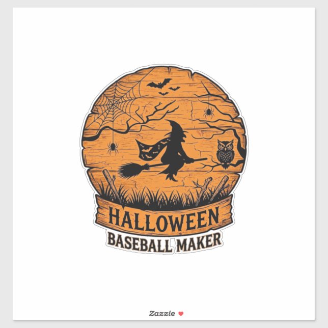 Halloween Baseball Maker Flying Witch Wooden Moon  (Sheet)