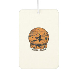 Halloween Baseball Maker Flying Witch Wooden Moon Air Freshener