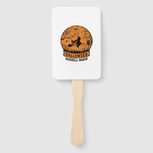 Halloween Baseball Maker Flying Witch Wooden Moon  Hand Fan
