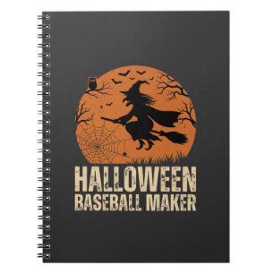 Halloween Baseball Maker Vintage Witch Graphic Notebook