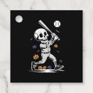 Halloween Baseball Skeleton Hitting Favour Tags
