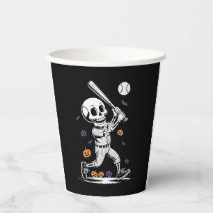 Halloween Baseball Skeleton Hitting Paper Cups