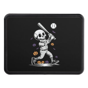 Halloween Baseball Skeleton Hitting Trailer Hitch Cover